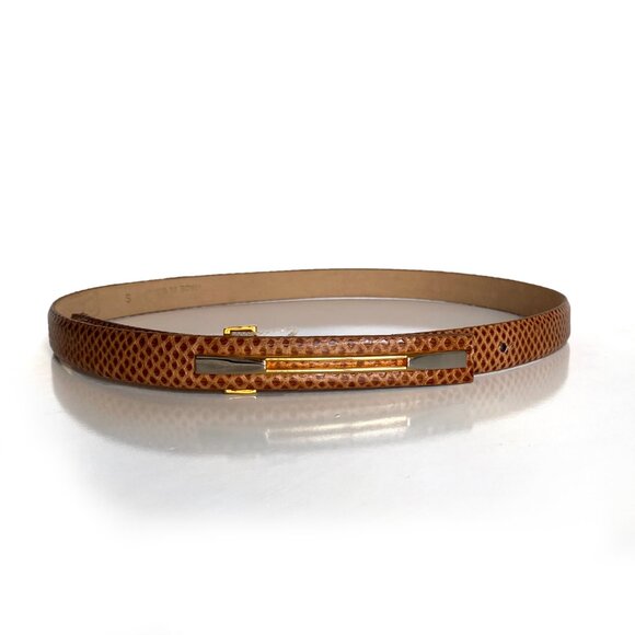 Vintage Carlisle Snakeskin Leather Gold Buckle Belt Size S Made in USA - Picture 7 of 10